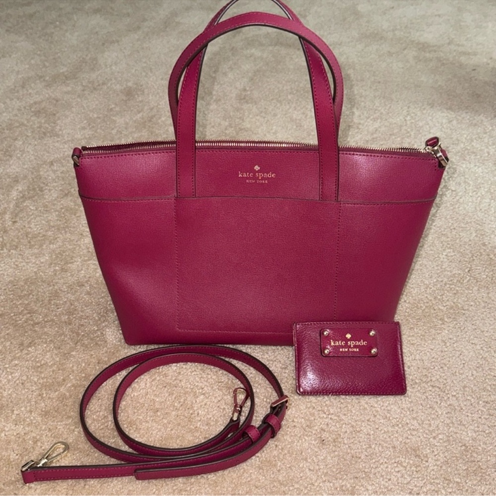Kate Spade Pink Saffiano Tote Bag with Top Handles